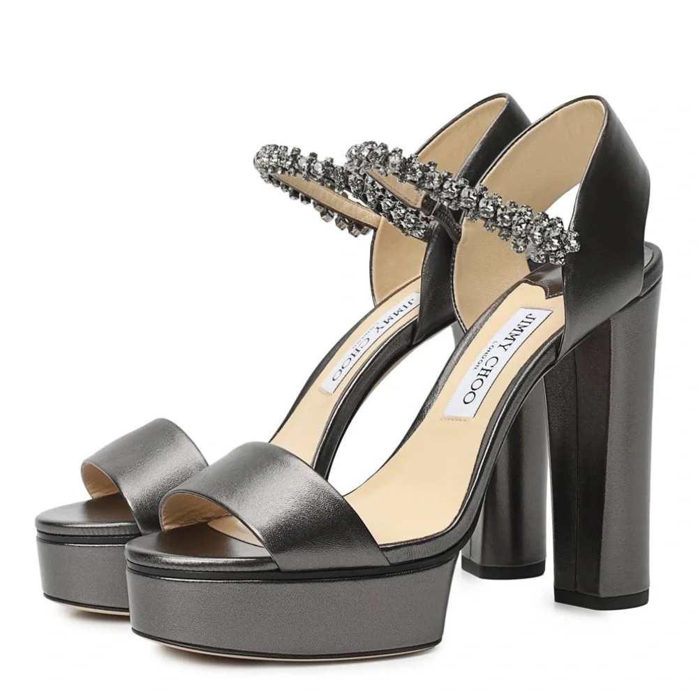 New Jimmy Choo Santina Embellished Satin Platform Sandals  $1,150 38